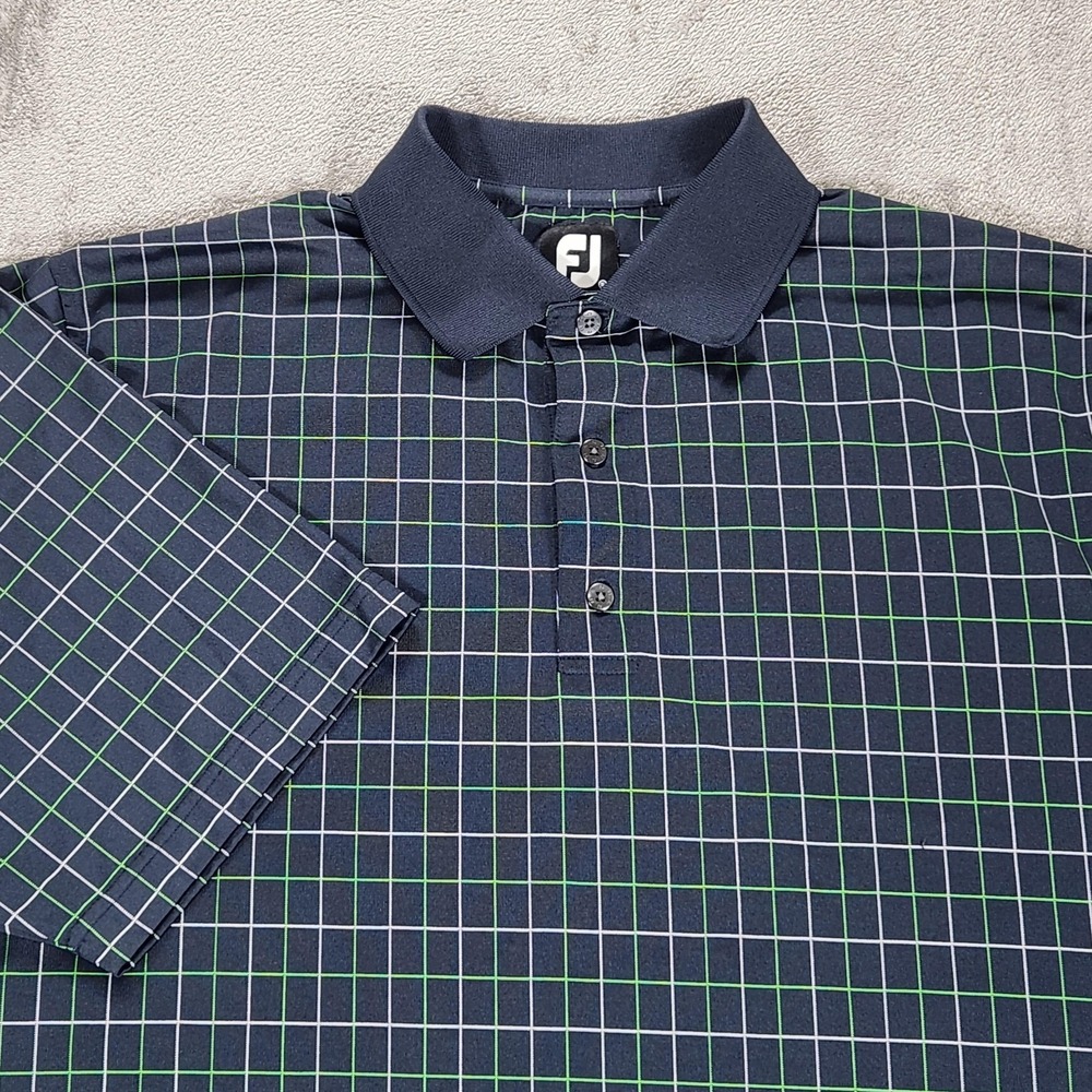 FootJoy Polo Shirt Mens XL Blue Check Legacy Golf Club Arizona Performance Golf‎